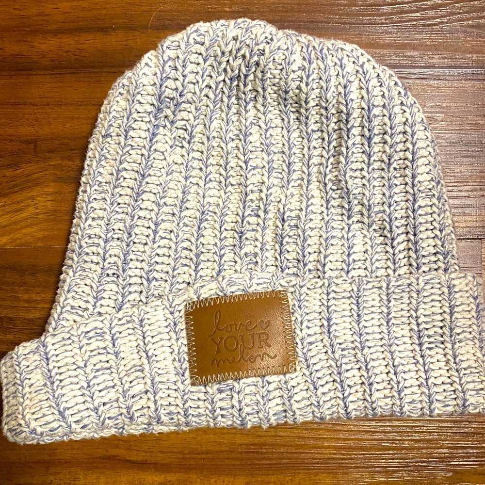 Love Your Melon Blue and White Speckled beanie